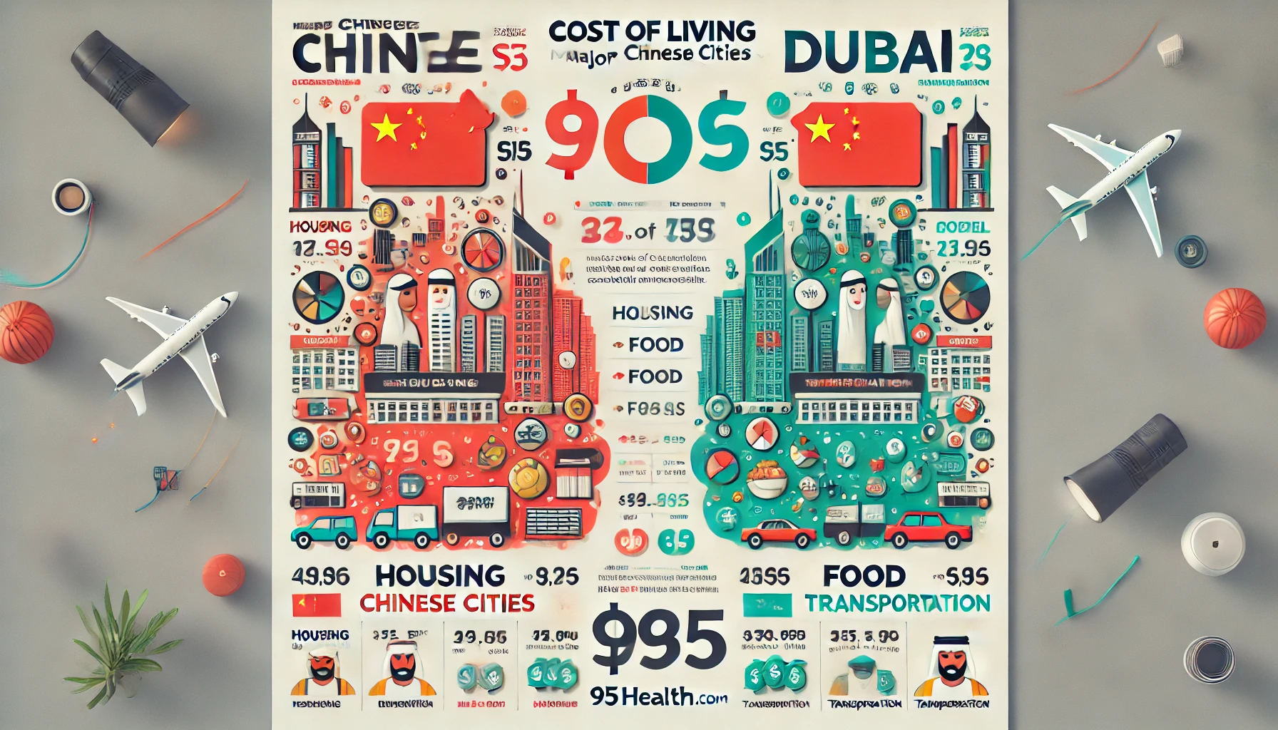 Living Cost Comparison in Chinese Currency: China Cities vs. Dubai