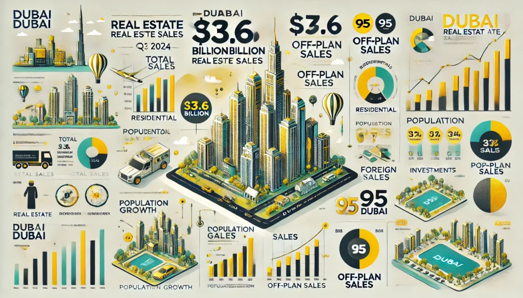 Dubai Real Estate Market Hits Record $38.6 Billion in Q3 2024 – Infographic Overview by 95dubai.com